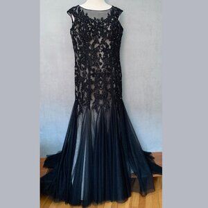 Tutto Bene by Bridalane Beaded Evening Gown | Black | Size 12